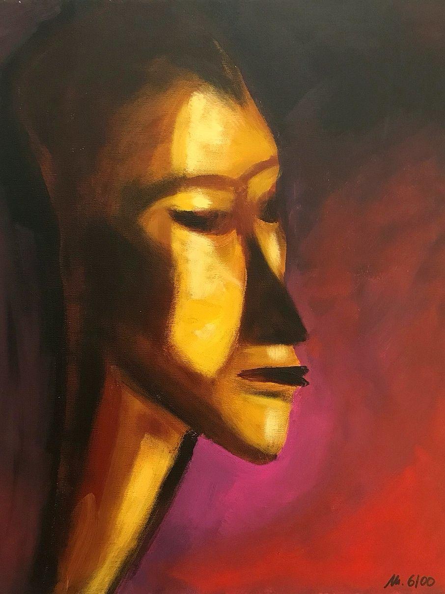 afrikanischer Mahagoni-Kopf  600 50x40cm Acryl auf Leinwand  
