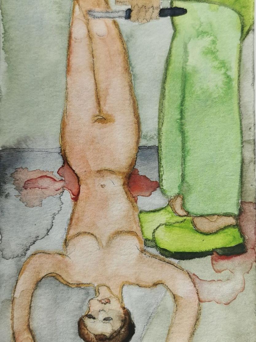 Inaugenscheinnahme 2 22025, 20 x 10 cm, Aquarell auf Papier
