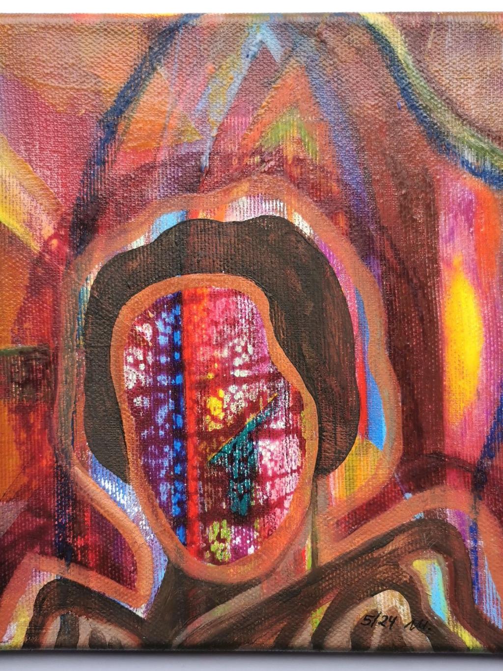 "Portrait einer Frau"  5/24 20x20cm Öl, Ölkreide auf Leinwand 