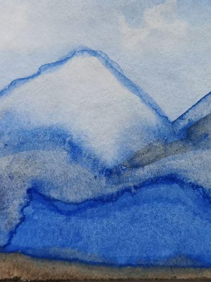 "Berge 1" 3/22, 10x20cm, Aquarell auf Papier