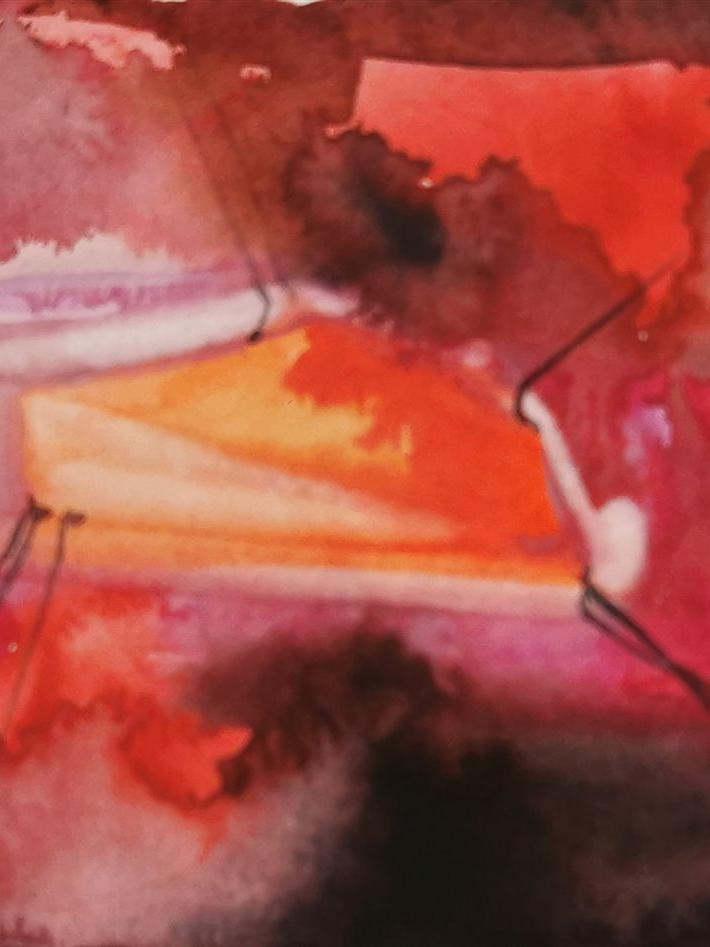 "Einschnitt 1" 2/2025, 10 x 20 cm, Aquarell auf Papier