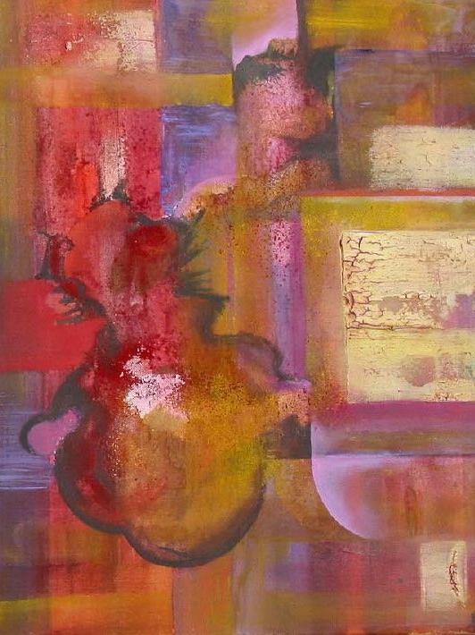 "Gestalt Teil 1 und Teil 2" 09/2009, 60 x 50 cm, Marmormehl, Pigmente, Acrylfarbe, Goldstaub, Tusche, Ölfarbe auf Leinwand ●