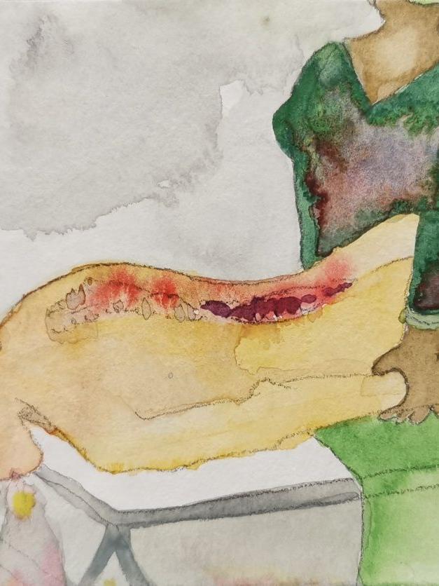 "Restauration" 2/2025, 10 x 20 cm, Aquarell auf Papier