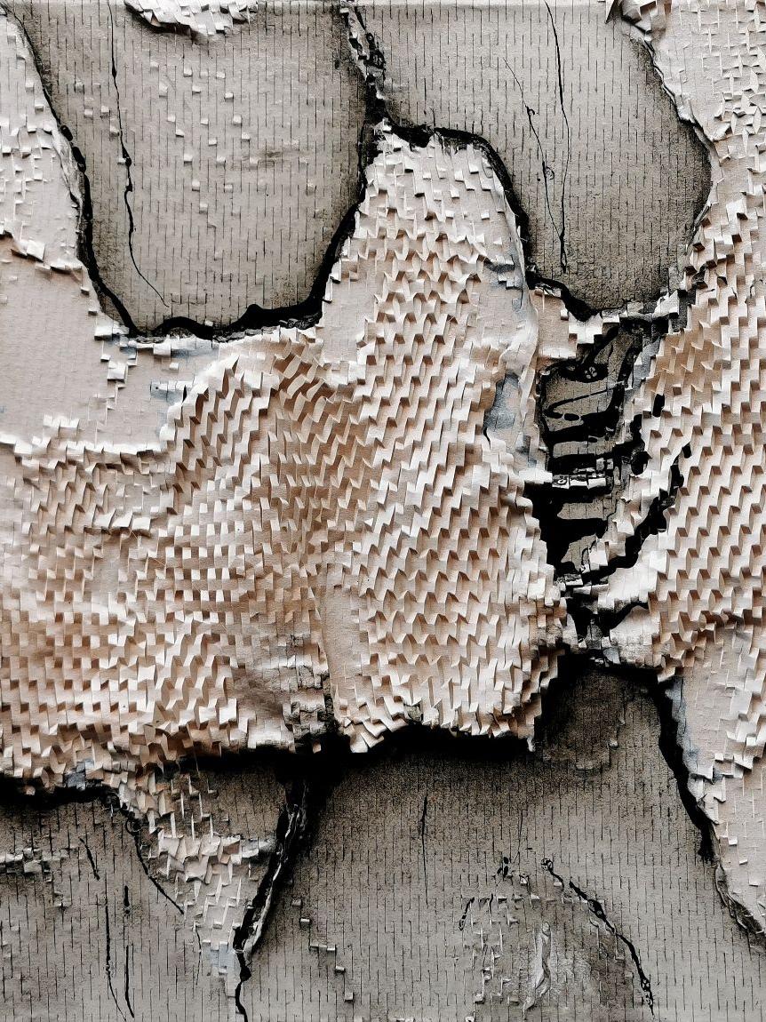 "Vereinigung" 4/2025, 40 x 50 cm, Papier, Ölfarbe und Lack auf Leinwand